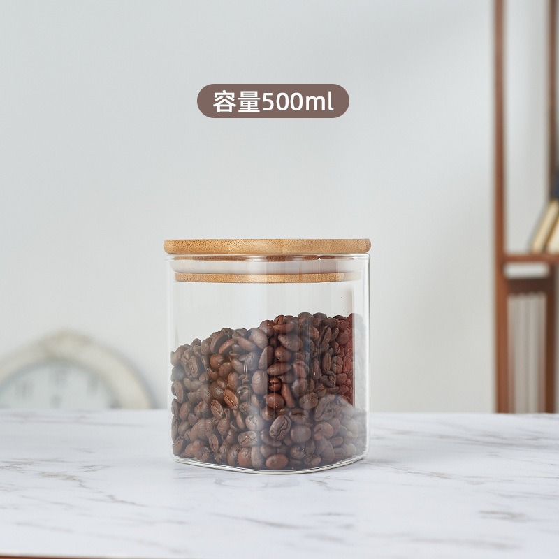 Nuevo vidrio de alto borosilicato sellado latas de té latas de cubierta de bambú triangular botella de caramelo contenedor de almacenamiento image 7