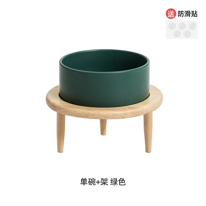 Comedero para mascotas, tazón para comida de gatos, tazón doble de cerámica, tazón para perros, tazón para gatos, dispensador de agua que protege el cuello, tazón de arroz de acero inoxidable