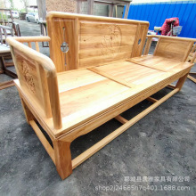 北方老榆木沙发现代新中式客厅木质沙发 多功能休闲床榻