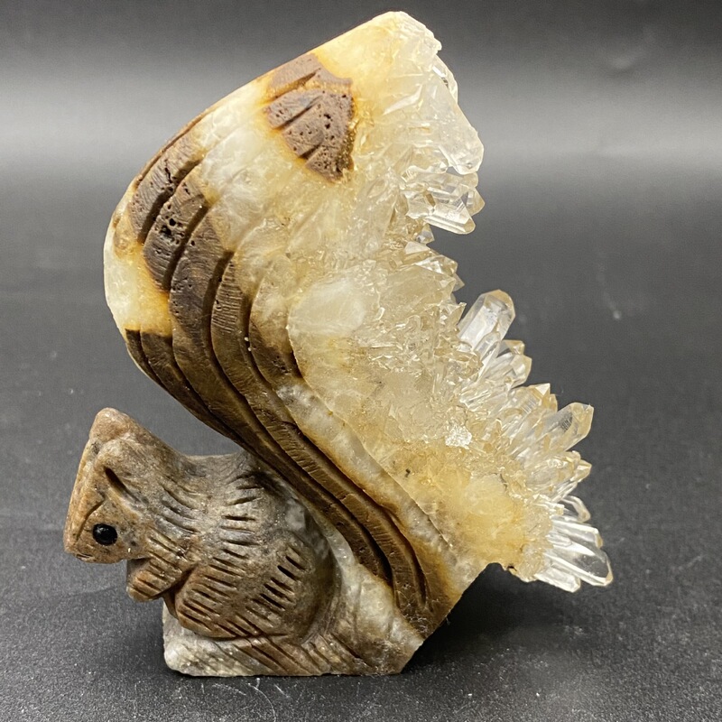 天然白水晶簇小松鼠手工雕刻件桌面摆件小摆件装饰摆件 图 2