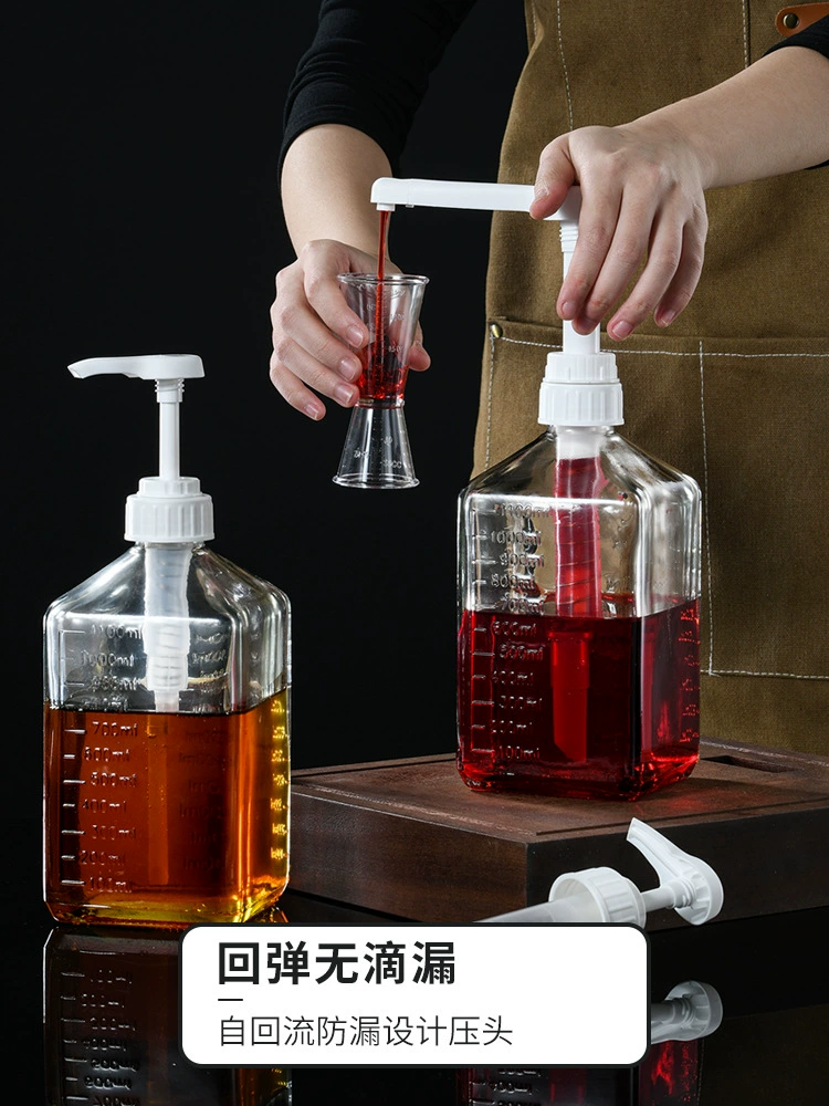 Бутылка для отжима фруктозного сиропа, магазин чая с молоком, стеклянная пресс-бутылка, количественный дозатор для джема, пресс-насадка, насосная головка, пищевой коммерческий класс