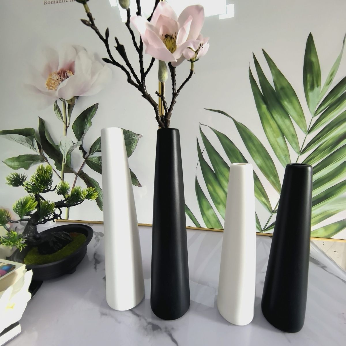 Casual Imitation Ceramic Vase Ornaments Desktop Home Hydroponics Office Living Room Dried Flowers Dining Table Flower Ornaments High-End