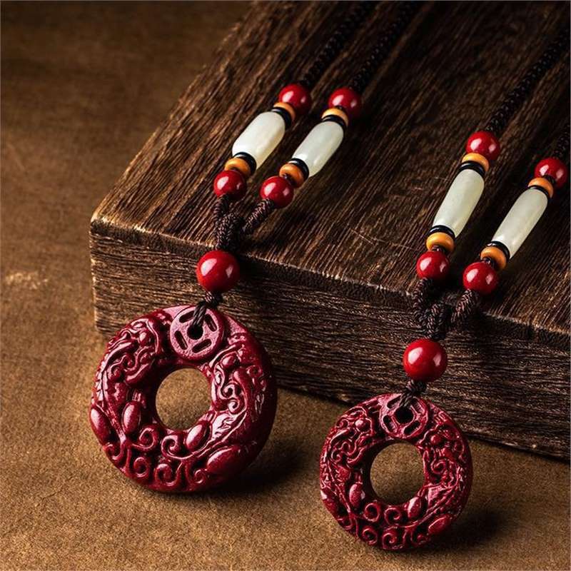 朱砂吊坠貔貅平安扣吊坠男项链毛衣本命年挂饰男女紫金砂同款