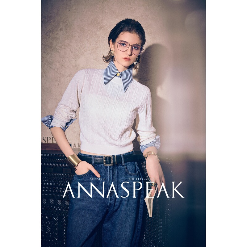 Shanghai Dan Nong Flagship Store/26 Autumn New Women's Merino Wool Detachable Two-In-One Color-Block Knit Sweater