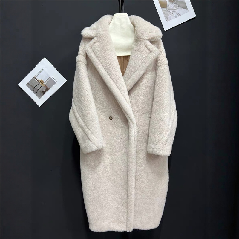 Full-Color Autumn and Winter Classic Teddy Bear Outwear Women's Granular Cashmere Cashmere Teddy Cocoon-Shaped Mid-Length Fur Outwear