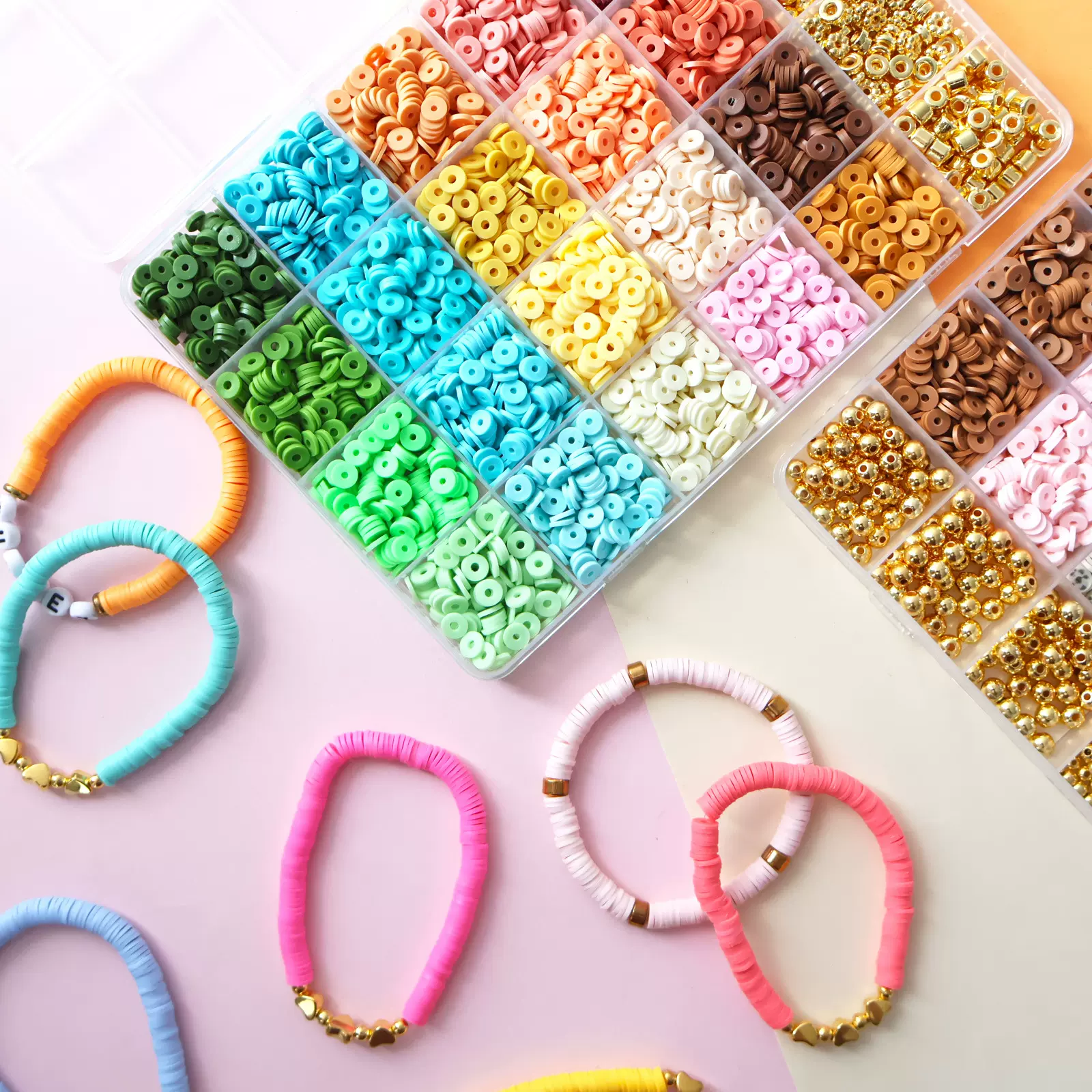 跨境软陶片学院风手工串珠diy材料包套装盒手链饰品配件手串珠子