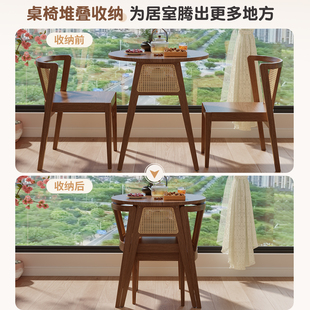 ✅ Solid Wood Balcony Tea Table and Chair Combination Leisure Tea Drinking Three-Piece Set Creative Small One Table Two Chairs Internet Celebrity Round Table Tea