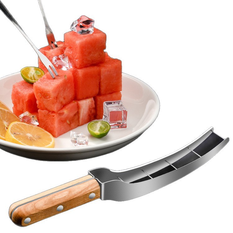 Acero inoxidable cortar rápida sandía multifuncional casero melón cortar cortador de bloques herramienta comercial de frutas de melón