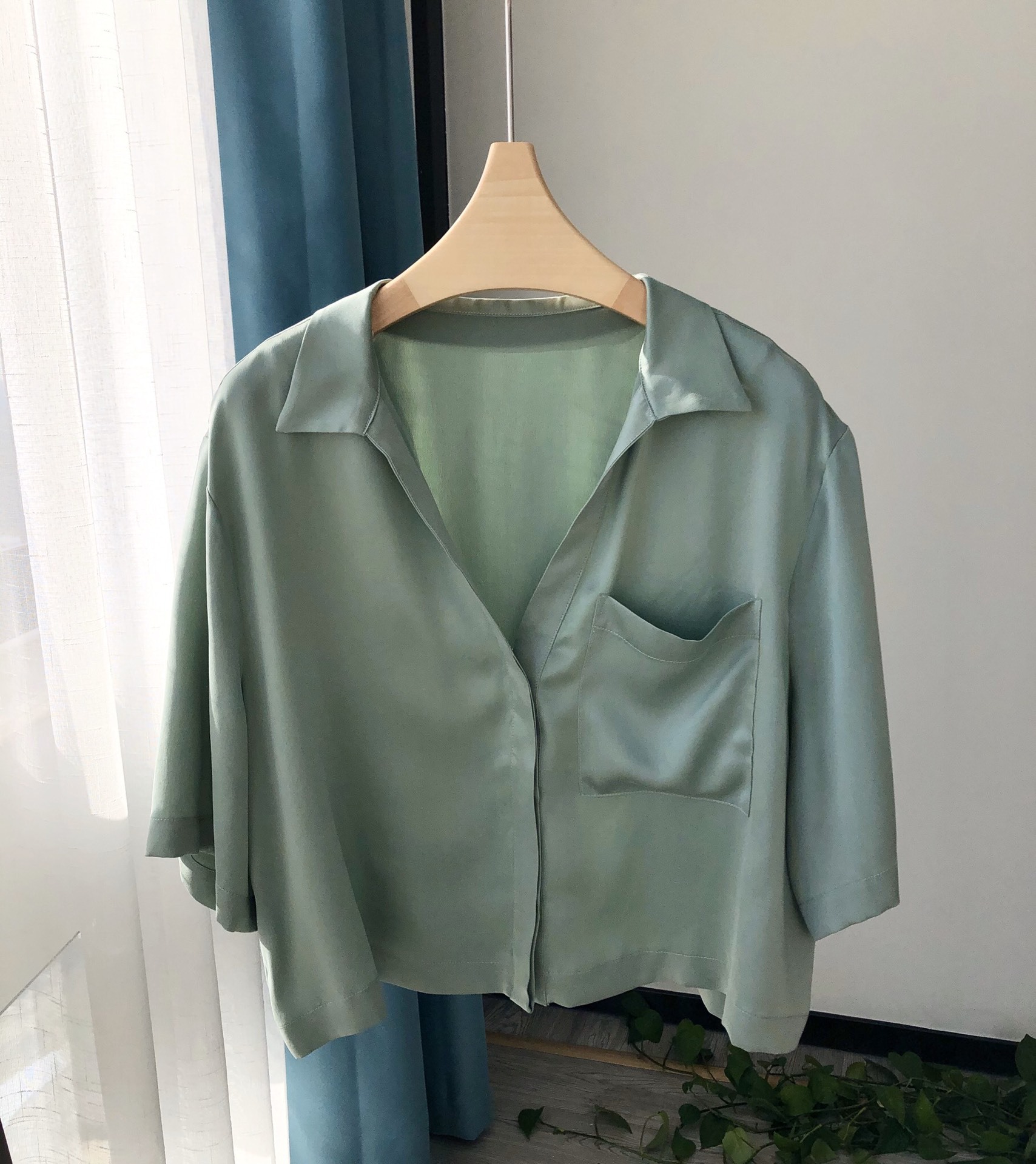 라펠 반팔 민트 그린