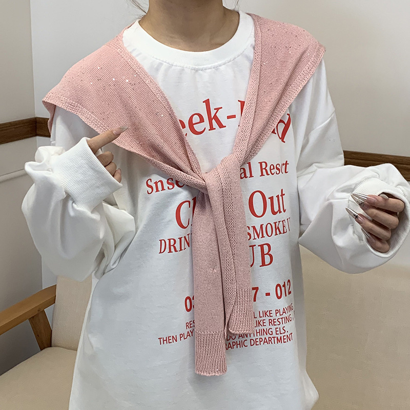 Sopa de punto de alta sensación de primavera y otoño estilo coreano cuello pequeño hombro bufandas de pañuelo con cuello falso de lana con hombros