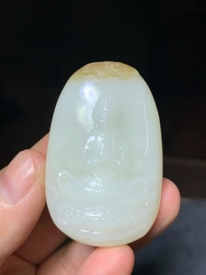 Exquisite Xinjiang Hotan Jade Sugar Suet White Guanyin Xinjiang Qiemo Material Exquisite as Fat Lucid genuine goods Guarantee