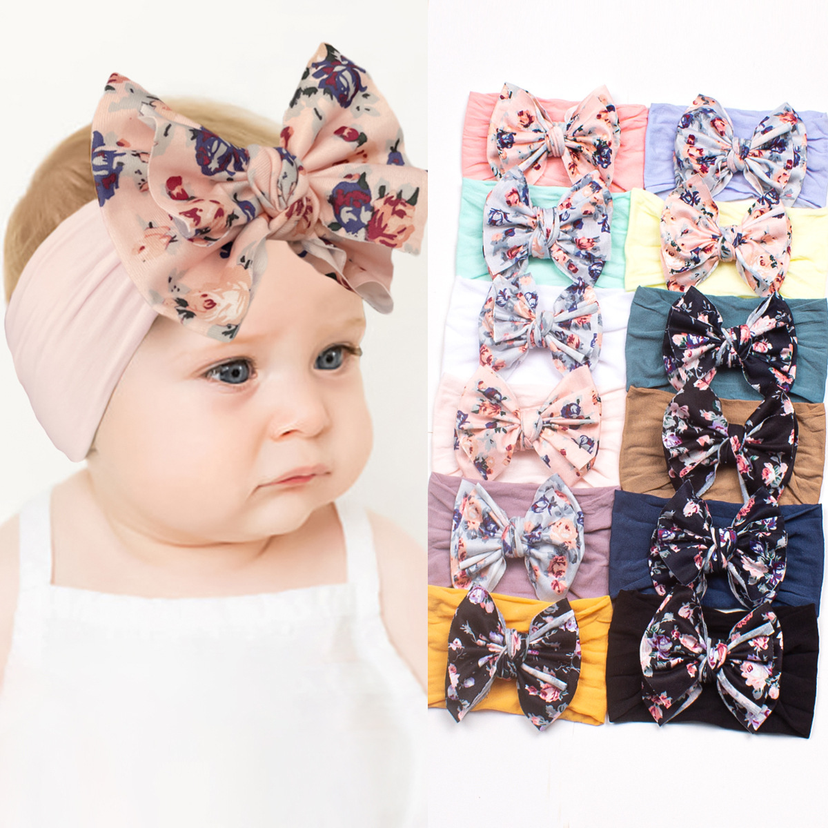 European and American New Style Children's Elastic Hairbands, Bohemian Bow Nylon Baby Headbands, Four-Season Baby Hair Accessories