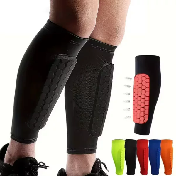 Honeycomb Calf Socks for Men, Football Anti-Collision and Anti-Slip Protection Fixed Equipment, Professional Badminton Leggings