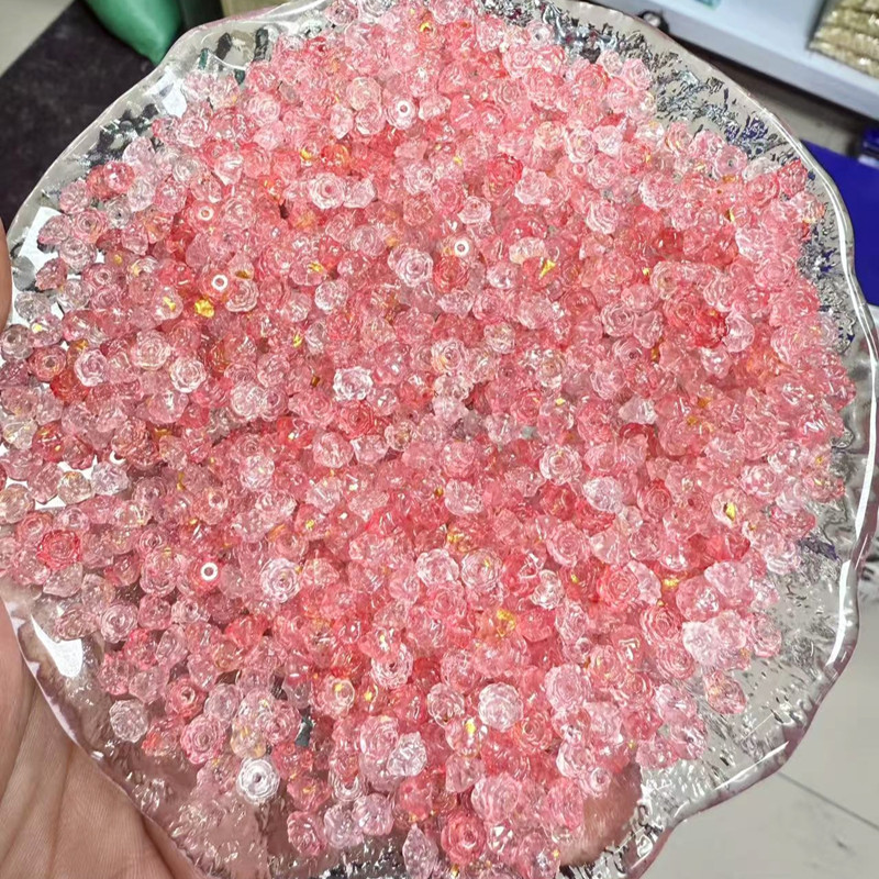 Luz nocturna brillante dorada rosa mini camellia acrílico diy cuentas hechas a mano al por mayor explosión de sonido