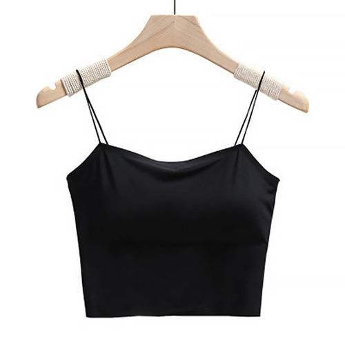 Ice Silk Oil Painting Girl Beautiful Back Camisole Seamless Wireless Wrapped Breast Tube Top Short Bottoming Shirt Underwear for Women