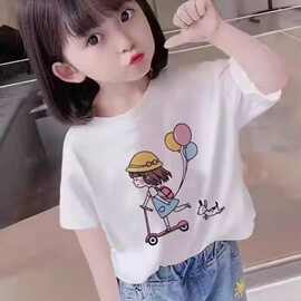 新款儿童2025夏季短袖洋气国潮爆款200克棉T恤童装女童上衣
