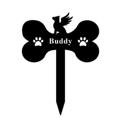国境を越えた売れ筋の犬の記念プレート、犬の骨の形をした庭の金属製のプレート、植木鉢の装飾、ペットを思い出させる
