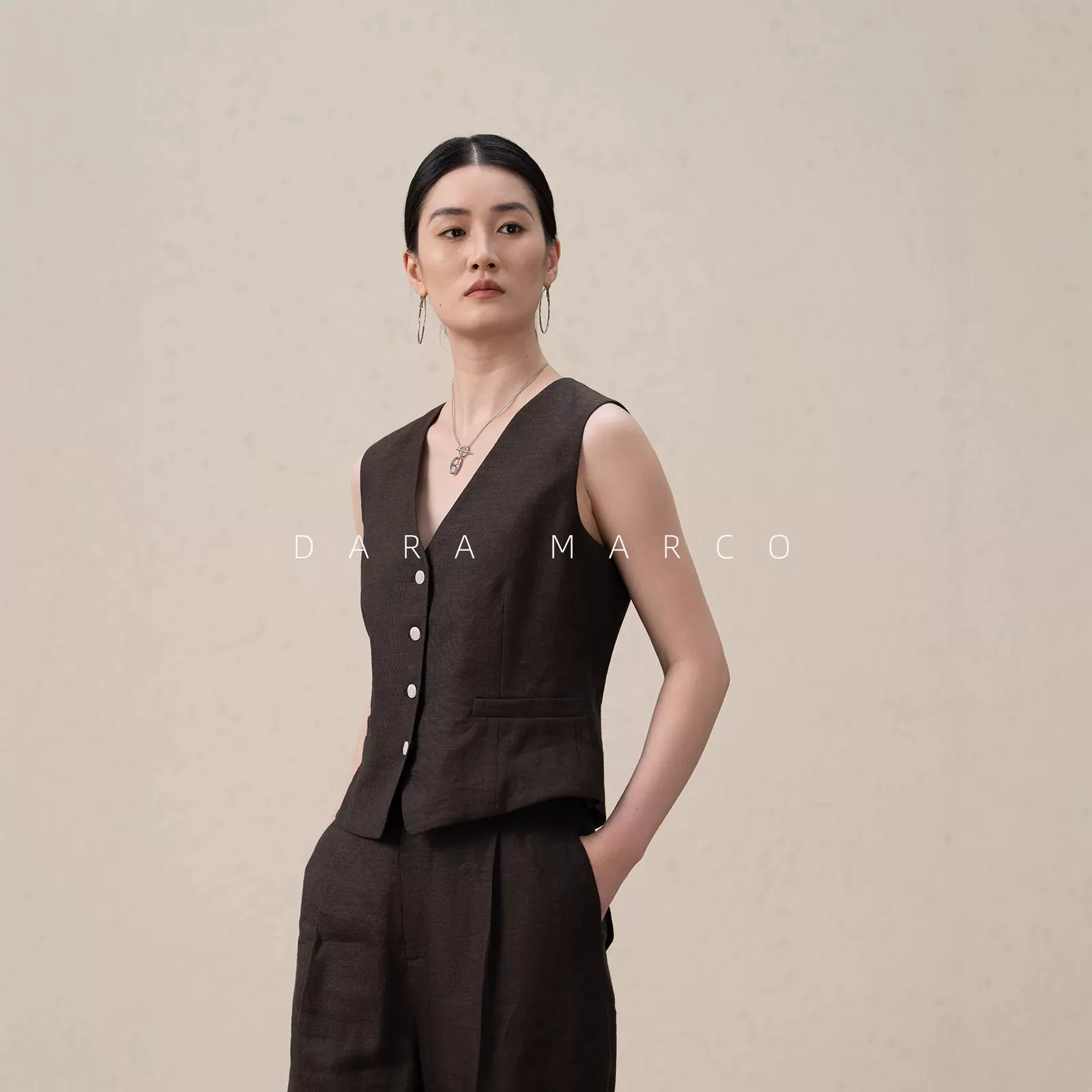 「JI简JI奢」th理论家3K+日本进口100苎麻马甲女早秋修身叠穿神器