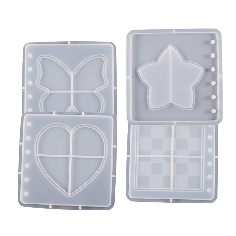 Cristal epoxi Quicksand cuaderno molde Quicksand estrella amor tablero de tablero rejilla cuaderno de silicona libre de sello de molienda