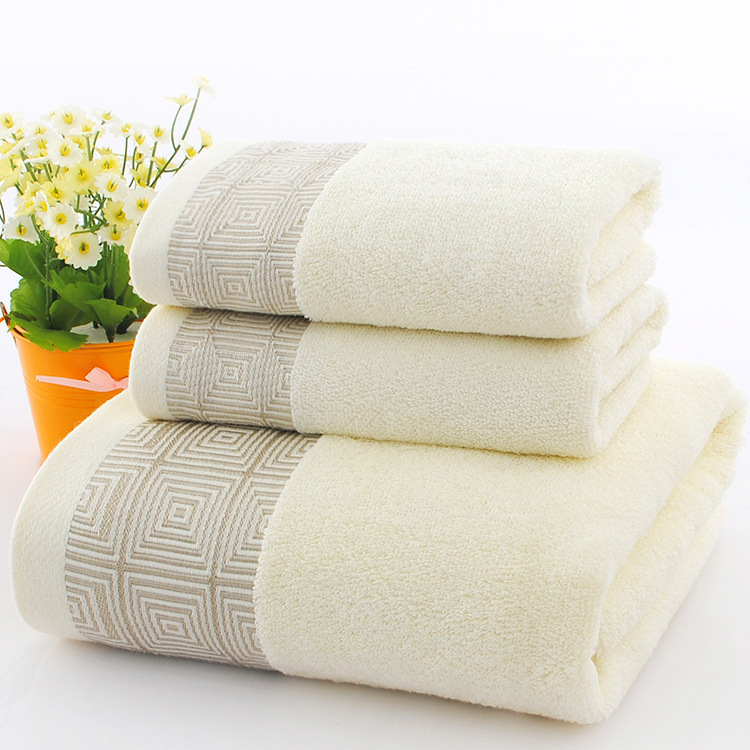 回字格毛巾浴巾三件套禮盒裝公司福利回禮棉32股斷檔吸水繡字