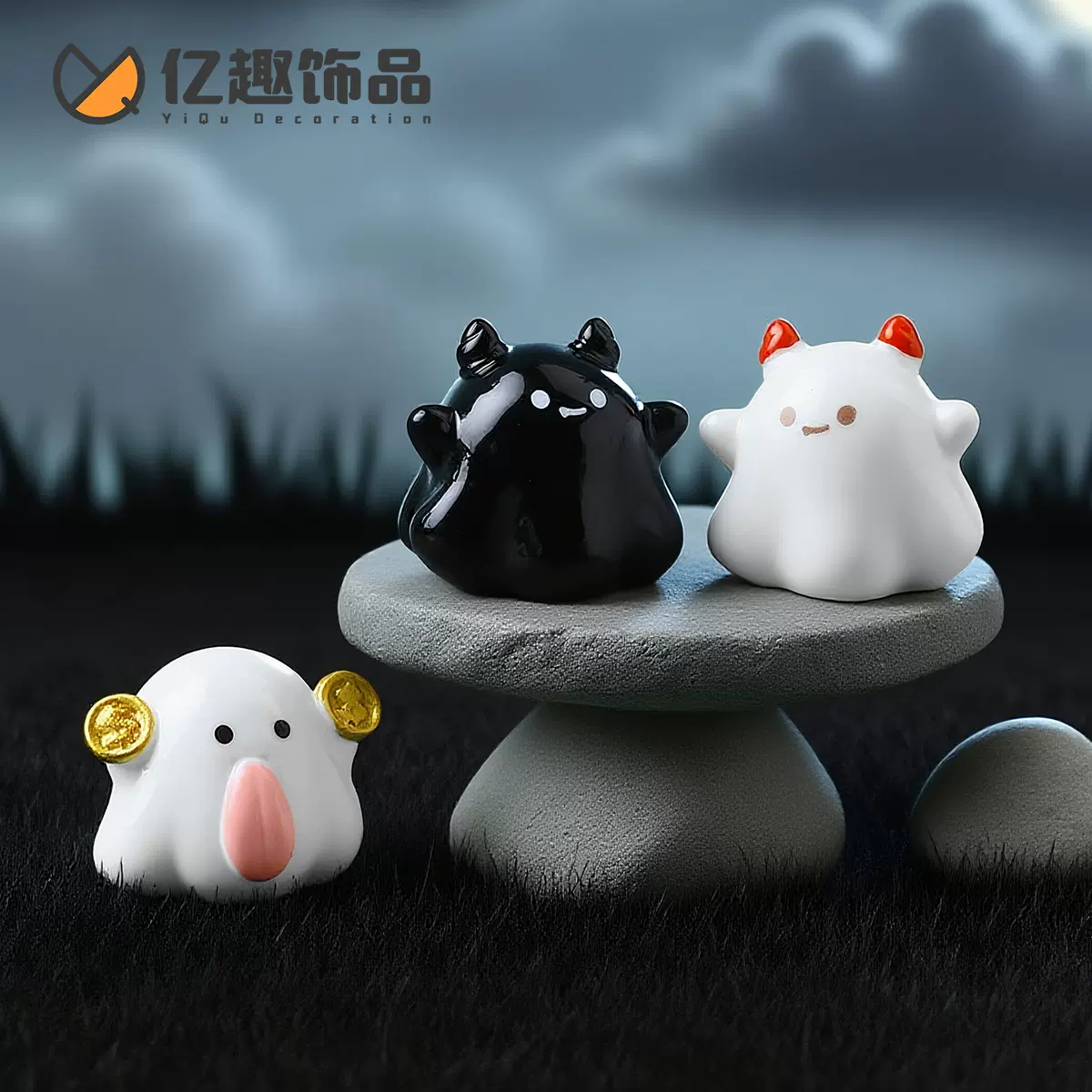 跨境新品卡通万圣节实色可爱鬼恶魔公仔 diy装饰品迷你桌面小摆件