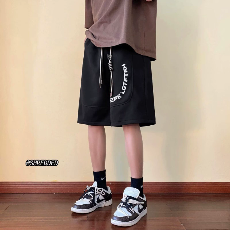 Японские летние повседневные брюки мужской тренд свободные прямые укороченные брюки молодежная мода Харадзюку модный прилив брюки