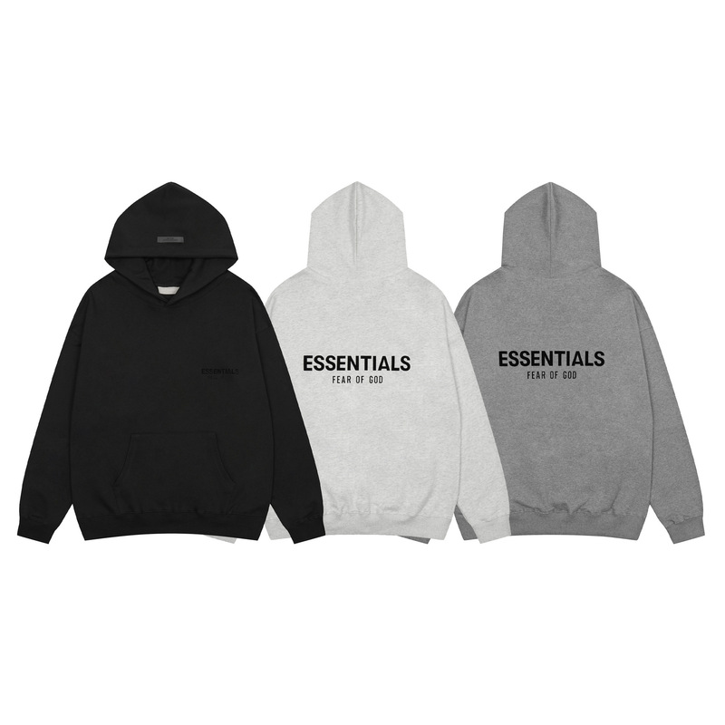Ss22 High Street Line Essentials Flocked Fear of Fog Letter High-Quality Terry Sweatshirt