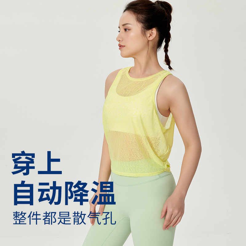 Lightweight Summer Loose Fitness Wear Breathable Yoga Top Short Round Neck Sports Vest Running Blouse