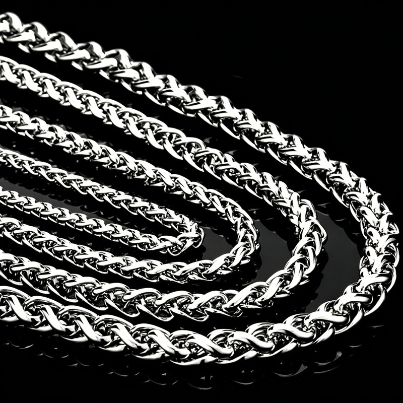 Stainless Steel Cuban Chain 3/4/5/6/7/8mm Men's Necklace Hip-Hop Basket Chain Smooth Titanium Steel Bracelet Bare Chain Stainless Steel Cuban Chain 3/4/5/6/7/8mm Men's Necklace Hip-Hop Basket Chain Smooth Titanium Steel Bracelet Bare Chain