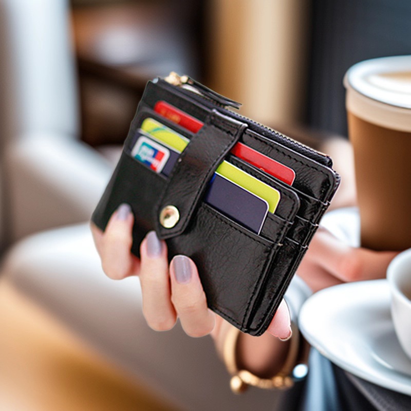 Bolsa de tarjetas de muñeca de flores de pera para mujer, estilo coreano ultrafino, múltiples ranuras, diseño simple, pequeño monedero con espacio para identificación