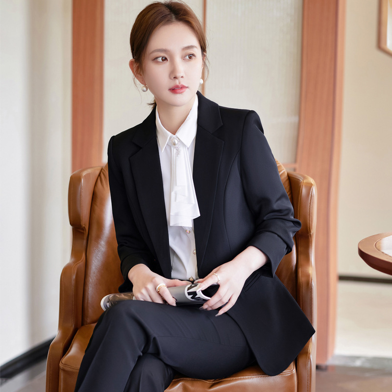 Black Suit Set for Women, Spring and Autumn 2024 New Style, Petite Elegant Workwear, Suit Jacket, Professional Attire, Formal Wear Black Suit Set for Women, Spring and Autumn 2024 New Style, Petite Elegant Workwear, Suit Jacket, Professional Attire, Formal Wear