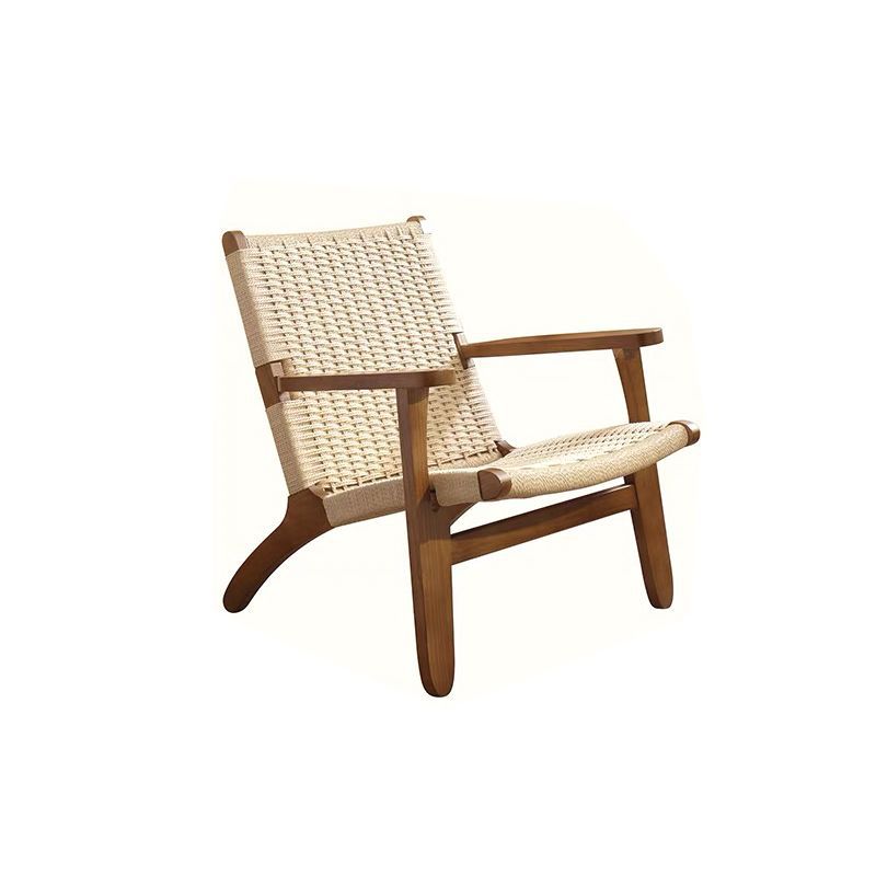 silla de cuero de silla de montar silla de balcón nórdico silla de ocio silla de silla de silla de silla perezosa con respaldo de cuerdas trenzadas sofá de madera sólida