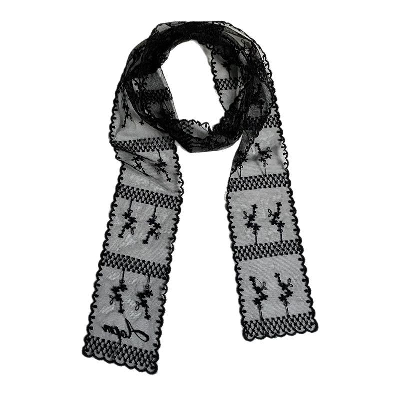 Bufanda de seda para mujer, estilo de primavera y verano de alta gama, bufanda retro multiusos, bufanda de seda de encaje, diadema, cinturón decorativo