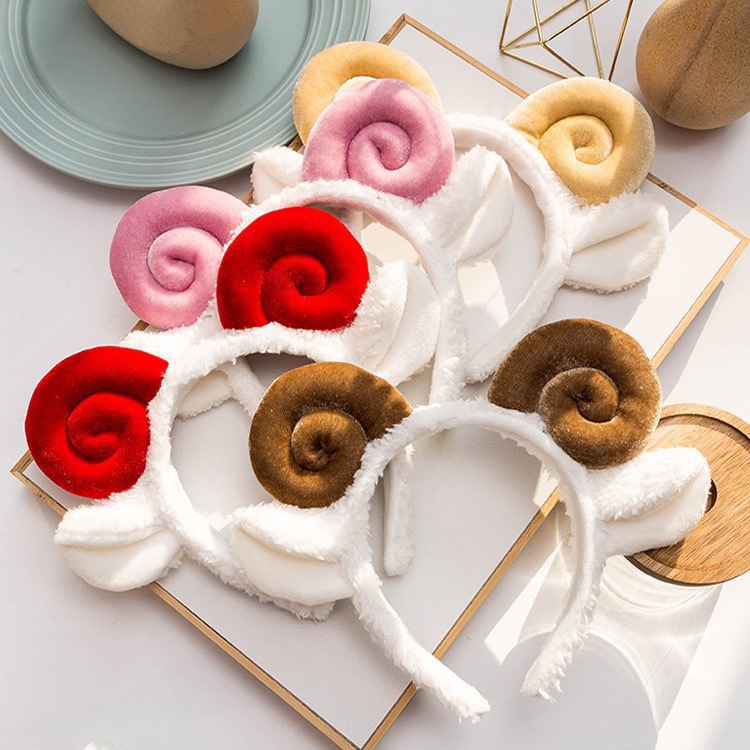 Bờm tóc sừng cừu dễ thương, lông cừu, tai cừu, băng đô rửa mặt, sừng linh dương, mũ thú dự tiệc trẻ em, nữ