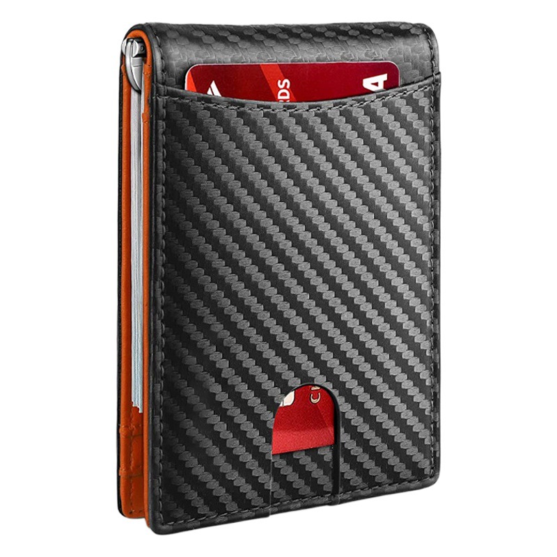 Fábrica directa de Amazon bolsa de tarjetas 100% bolsa de tarjetas de cuero cepillo RFID antirrobo