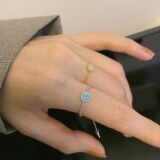 Натуральная синяя двухцветная цепь с молнией, регулируемое кольцо, золото и серебро, легкий роскошный стиль