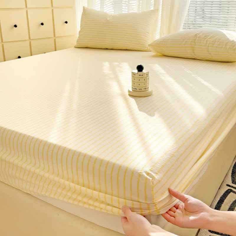 Ins少女心クリーム風格子水洗浄綿ベッドカバー全ベッドカバー席夢思マットレス保護カバー