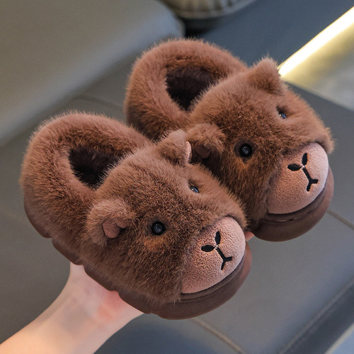 Kapibara Children's Cotton Slippers with Foot-Molding Sensation for Boys, Winter Cartoon Cute Non-Slip Indoor Home Slippers for Babies