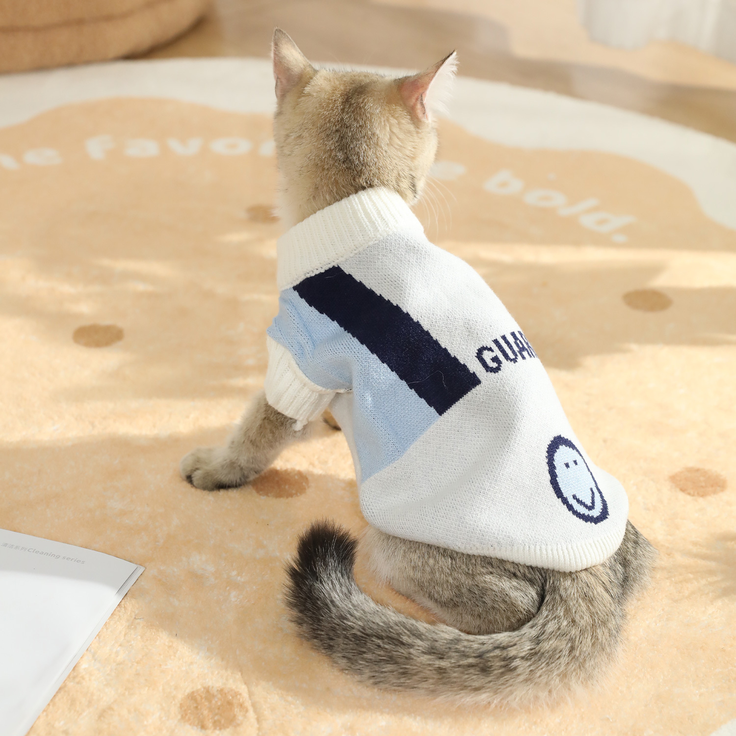 Ropa de pelo de gato para mascotas gruesas y cálidas en invierno Ropa de otoño e invierno para perros y gatos Suéter sonriente de dibujos animados Ropa para perros y gatos