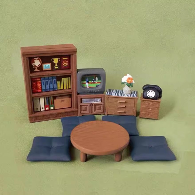 Japanese-Style Zakka Home Miniature Tv Table Furniture Resin Cute Small Ornaments Gift Photography Scene