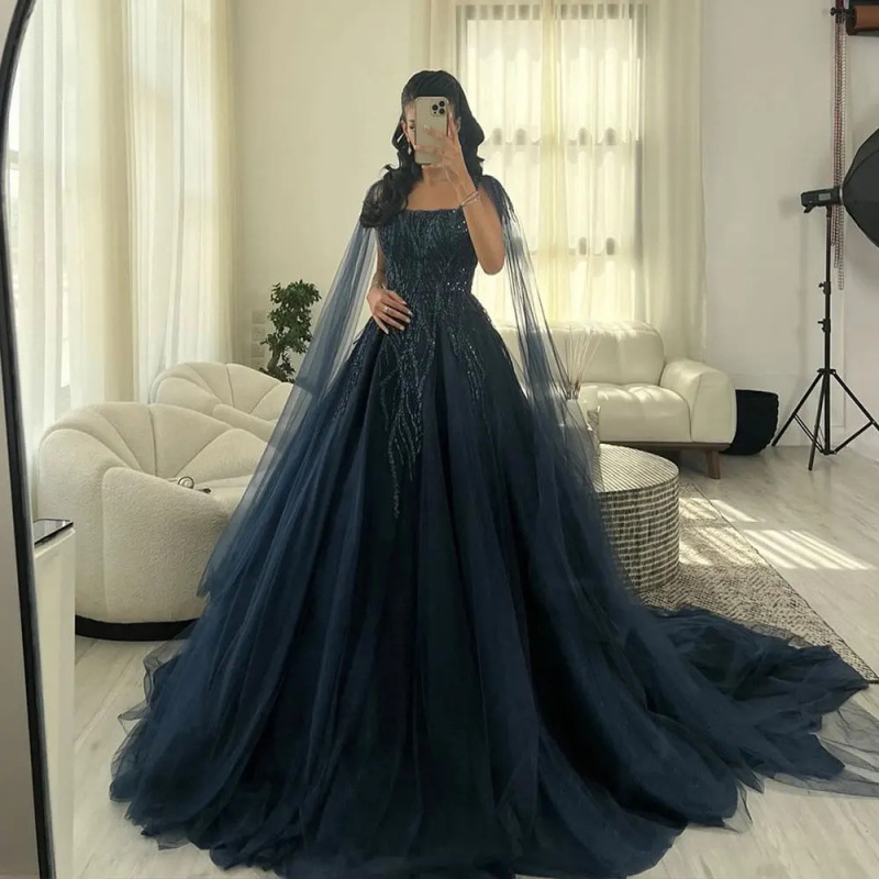 Cross-Border Women's Evening Dress, High-End Ball Gown with Puffy Tulle, Lace Appliqué, Small Train, Birthday Photo Shoot Long Dress Cross-Border Women's Evening Dress, High-End Ball Gown with Puffy Tulle, Lace Appliqué, Small Train, Birthday Photo Shoot Long Dress
