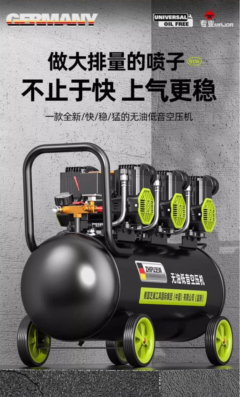 German Shibaura Air Compressor Air Pump Small 220V Air Compressor Oil-Free Bass Industrial Grade Woodworking High Pressure