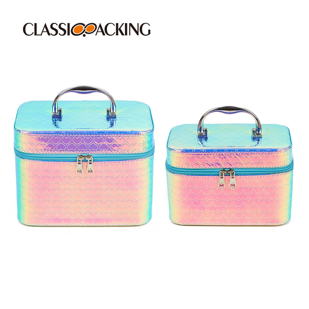 2023 bolsa de cosméticos de color mágico simple bolsa de almacenamiento de cosméticos portátil a prueba de agua bolso de gran capacidad con espejo