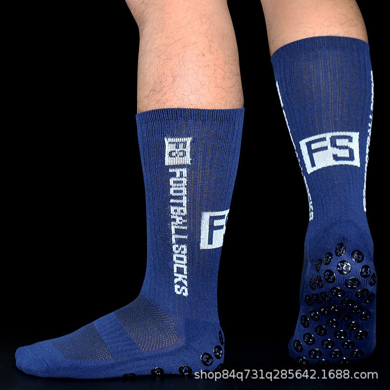 FOOTBALLSOCKS FS Crew Socks Anti-Slip Silicone Grip Navy Blue