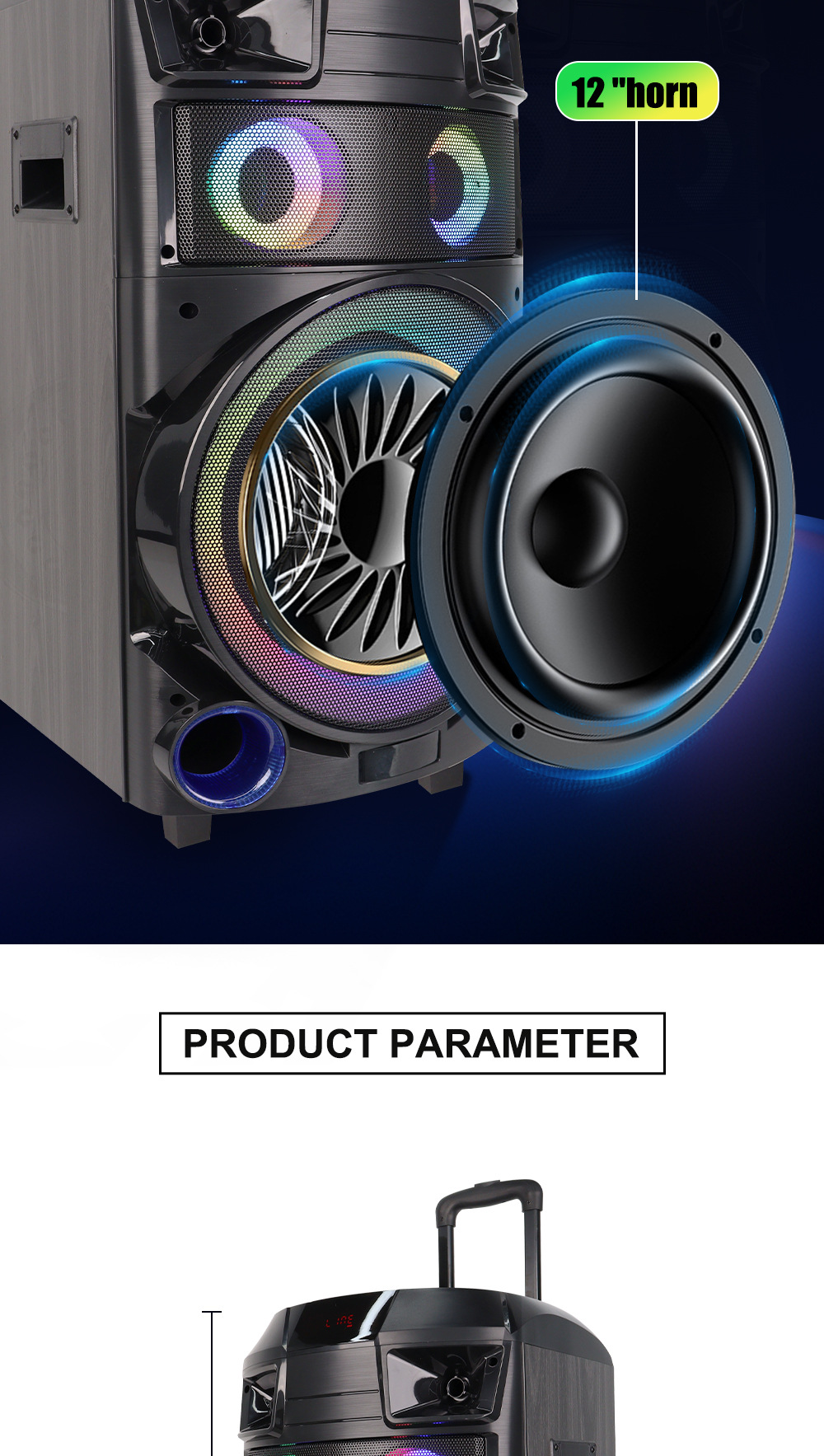 ZQS12151 Professional Stage Big Sound High Power Cart Big Sound Square Dance Bluetooth Speaker_voghion.com