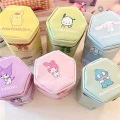 Octagonal cartoon pen holder large capacity cute Pachako dog pencil case stationery for students Korean-style PU pencil case
