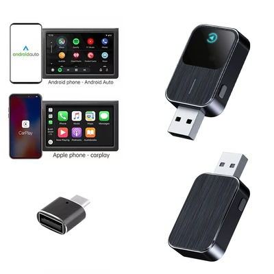 Upgraded Wireless Carplay Box Androidauto Two-In-One Adapter Car Connectivity 2025 Cross-Border (Simsiz CarPlay və Android Auto) - k2-black-adapter-neutral-english