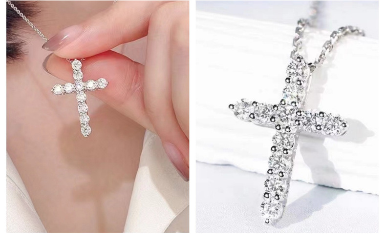 Stainless Steel Copper Casual Simple Style Cross Inlaid Zircon Pendant Necklace display picture 5