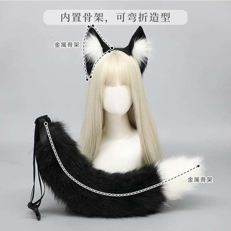 Una pieza hecha a mano japonés Lolita bestia oído tocado Cosplay decorativo pelo vertical blanco zorro oído diadema