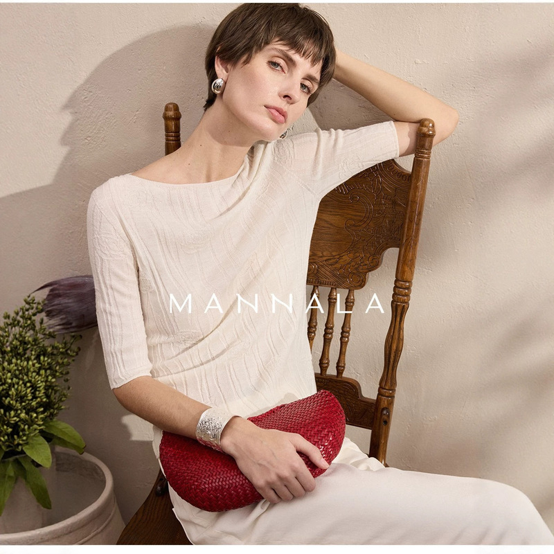 Hong Kong and American Apparel/“Camellia Fragrance” Haute Couture Rose Jacquard Seamless Merino Wool Knit Top Q4933 Hong Kong and American Apparel/“Camellia Fragrance” Haute Couture Rose Jacquard Seamless Merino Wool Knit Top Q4933